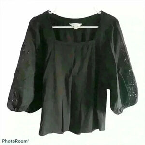 LC Lauren Conrad Black puff sleeve shirt sz small